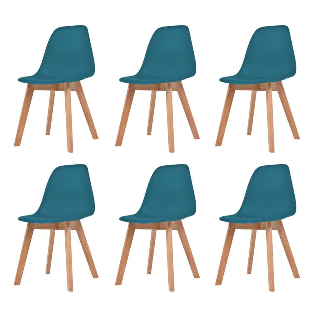Vidaxl Jedálenské stoličky 6 ks, tyrkysové, plast